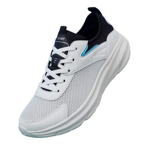 Chaussures de marche en maille blanche pour hommes, à lacets, bout rond, respirantes, semelle extérieure en caoutchouc, semelle intermédiaire en EVA, baskets décontractées toutes saisons - Product Image 2