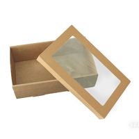 Boîte en papier kraft brun de qualité alimentaire avec fenêtre en PET, boîte rectangulaire en papier recyclable pour emporter, pour fruits, sandwichs, vente au détail