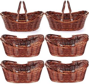 Giỏ đan hình oval bằng liễu JY có tay cầm, hình tròn, trống, dùng để thu hoạch, làm quà tặng vườn hoa, giỏ quà Giáng sinh - Product Image 4