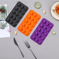 Moule à gâteau en silicone réutilisable et écologique pour Halloween : Crâne, Citrouille, Chocolat, Sorcière, Fantôme – Ustensile de cuisine et de pâtisserie, compatible four