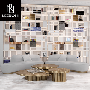 Bàn cà phê tròn hiện đại đặt phòng khách Bàn cà phê sang trọng bên Bàn cà phê bằng thép không gỉ vàng cho gia đình - Product Image 6