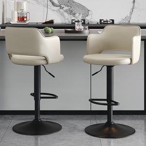 Tabouret <span class=keywords><strong>de</strong></span> <span class=keywords><strong>bar</strong></span> haut <span class=keywords><strong>de</strong></span> gamme réglable au design moderne <span class=keywords><strong>Chaise</strong></span> pivotante <span class=keywords><strong>de</strong></span> luxe avec dossier pour un usage domestique <span class=keywords><strong>Bar</strong></span> en <span class=keywords><strong>fer</strong></span> et îlot <span class=keywords><strong>de</strong></span> réception - Product Image 1