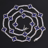 NUOYA Collier ras-de-cou Tennis en zircon cubique plaqué or pour femme, motif trèfle à quatre feuilles, bijoux hip-hop raffinés