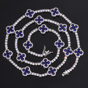 NUOYA Collar Gargantilla de Tenis Iced Out con Trébol de Cuatro Hojas y Circonitas Cúbicas para Mujer, Cadena de Tenis Bañada en Oro, Joyería Fina de Hiphop - Product Image 2