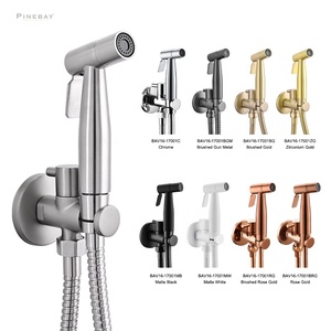 PINEBAY Rust Resistant Brass Angle Valve <strong>Shattaf</strong> <strong>Handheld</strong> Douche Spray Bidet Sprayer Set for Toilet Cleaning - Product Image 6