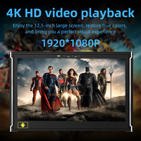 Monitor de Reposacabezas para Automóvil con Pantalla IPS de 12.5 Pulgadas y Resolución 4K, Conexión USB, Android, Pantalla LCD RGB para Entretenimiento en el Asiento Trasero, Altavoz Integrado