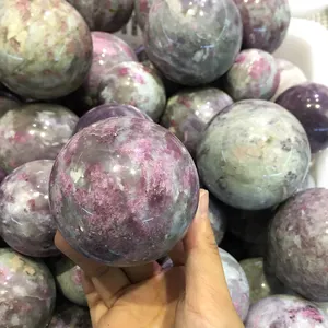 Wholesale High Quality Natural Red Plum Blossom Tourmaline Sphere Crystal Ball