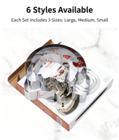 Emporte-pièces à forme fixe, ensemble de 3 cercles à mousse en acier inoxydable multicouche, moule à gâteau en acier inoxydable, outil de pâtisserie, 6 styles