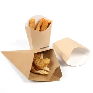 Cone de papel para batatas fritas francesas e embalagem de waffle, cone para batatas fritas