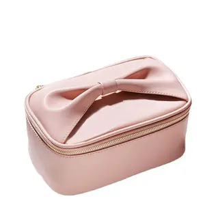 Wholesale Portable Makeup Brush Holder Makeup Bag Bow-knot Makeup Cosmetic Case Bag Pouch Travel Kit Organizer Beauty Tool Bag