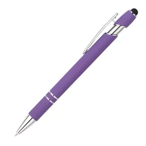 כתיבת מתנות עסקיות צבעוניות מותאמות אישית 2 ב-1 קידום מגע נייד מתכת עט כדורי סטיילוס מותאם אישית עם לוגו מודפס
