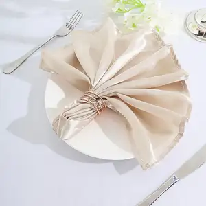 थोक टेबल कॉकटेल नैपकिन शादी के लिए जामदानी लक्जरी शादी साटन नैपकिन