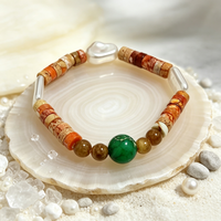 Bracelets de guérison faits à la main de 17 cm, unisexes, colorés, en pierre d'empereur teinte, bracelets à perles tendance, pierres naturelles, bracelets raffinés, cadeau