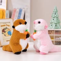 Peluche Otter Debout Moelleuse, Jouet en Peluche Doux Otter de Mer avec Décoration Carotte en Peluche pour Ornement de Bureau, Cadeau d'Anniversaire pour Enfants