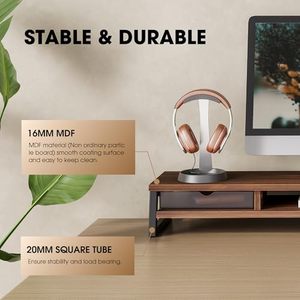 Soporte de Monitor de Madera Ajustable y Extensible con Cajón para 2 Monitores, Estante Elevador de <span class=keywords><strong>Escritorio</strong></span> de 2 Niveles - Product Image 4