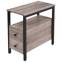 Table basse à double tiroir avec structure métallique, table centrale moderne en bois pour salon
