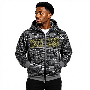Sweat à capuche zippé camouflage personnalisé pour homme, imprimé camouflage intégral, en molleton épais, fermeture éclair intégrale, pour homme 2026 - Product Image 1