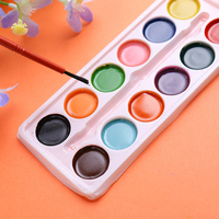 Kit de 12 mini pots de peinture acrylique 60G avec ensemble de pinceaux 12 couleurs pour enfants, bricolage et peinture sur toile