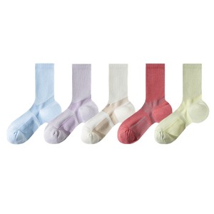 Women's Athletic Socks Cotton Breathable Running Shock Absorbing Non Slip Color Blocking Light Green Pink White Blue Purple - Product Image 1