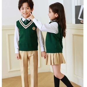 Uniforme de classe britannique Offre Spéciale pour la conception de gilet de chandail d'école verte et <span class=keywords><strong>jaune</strong></span> d'enfants pour le printemps et l'automne - Product Image 3
