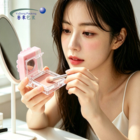 Boîtier de maquillage compact personnalisé de luxe recyclable pour fard à joues, vide, transparent, en PS, en forme de papillon, mini emballage cosmétique avec logo personnalisé pour