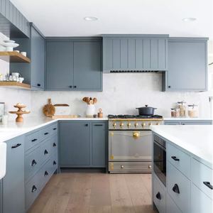 Ensemble de meubles de cuisine modulaire de luxe moderne, norme américaine, matériau du corps en chêne, panneau mélaminé pour villa et appartement - Product Image 5