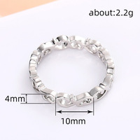 Kadınlar için Ajurlu Asma Yüzük, 4mm, Beyaz Altın Kaplama Pirinç Vintage Telkari, Beyaz Altın