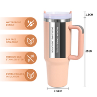 Tumbler Terisolasi 40oz Warna-warni dengan Sedotan, Cangkir Stainless Steel untuk Perjalanan, Kantor, dan Fashion, Logo Dapat Disesuaikan