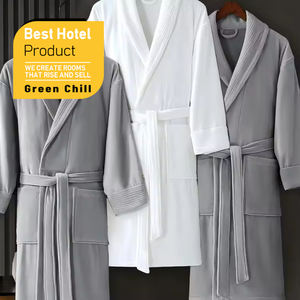 Bata de Baño de Lujo para Hotel, Suave, 100% Algodón, Tela de Terciopelo, Bata Afelpada para Mujer y Hombre, Alta Calidad, Absorbente, de Terciopelo - Product Image 1