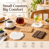Ensemble de sous-verres en silicone de qualité alimentaire, forme de biscuit et de chocolat, résistant à la chaleur, antidérapant, passe au lave-vaisselle, protège-table