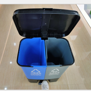 Xinbiao 80L Foot Operated <b>Twin</b> Compartment Plastic Trash Can Indoor Outdoor Blue Grey Recyclable Other Waste <b>Bin</b> - Product Image 4