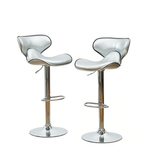 Ensemble de 2 tabourets de bar Masaccio, base chromée réglable argentée, pivotants, rembourrés, design contemporain, pour usage extérieur - Product Image 1