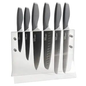Set pisau ukir rumah dengan dudukan akrilik transparan
