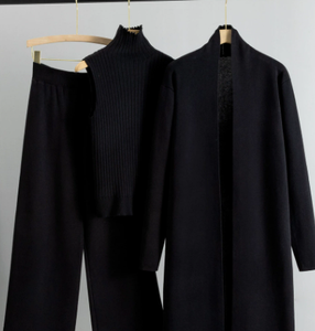 Conjunto de suéter de invierno a la moda para mujer, Chaleco de punto XS holgado, cárdigan, pantalón largo, conjunto de tres piezas, proveedor mayorista <span class=keywords><strong>en</strong></span> línea - Product Image 3