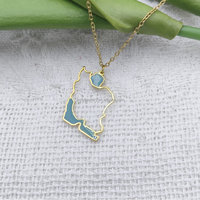 Collar con Colgante de Mapa de País y Océano Personalizado con Mapa de Irán y Diseño de Esmalte con Océano, una Serie de Joyería Nacional
