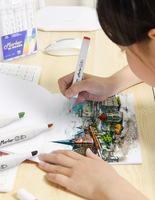 À Double Pointe Marqueurs D'art avec Balle Fine et Burin Pointes et Ergonomique Tri-Ovale Barils pour Dessiner, croquis Illustrent