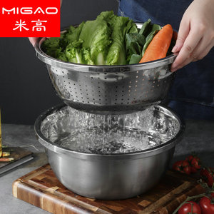 ชุดชามผสมสแตนเลส Migao ขนาด 18-40 ซม. ชามอเนกประสงค์สำหรับทำสลัด ล้างข้าว ล้างผัก และเตรียมอาหาร - Product Image 2