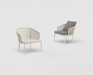 Ensemble de chaises modernes en aluminium pour l'extérieur, avec cadre en alliage d'aluminium et assise en corde tressée imperméable - Product Image 5