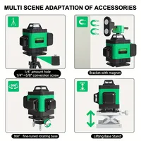 Niveau laser auto-nivelant 4D avec 16 lignes et 360° °   Projecteur à lignes croisées vert avec télécommande
