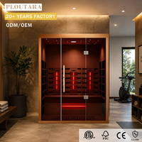 PLOUTARA Sauna hybride électrique intérieur moderne modulaire personnalisé, système à faible EMF, bois de pruche, chauffage infrarouge, pour salle de sport et spa