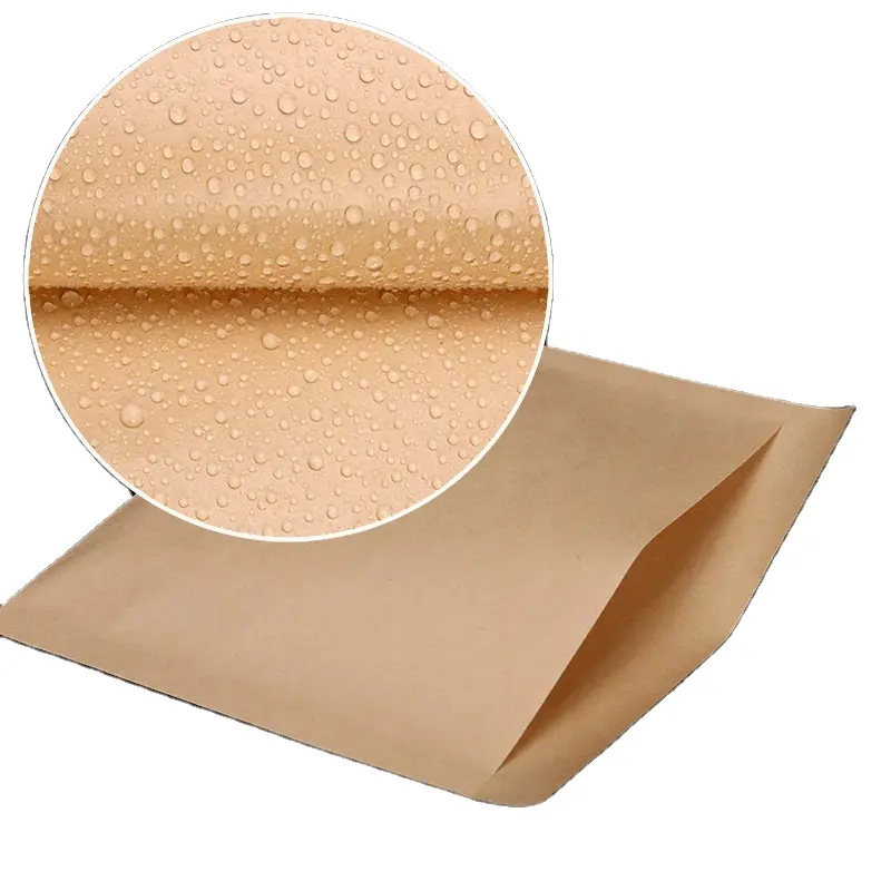 Custom Kraft Paper Lunch Bakery Sandwich Cookies Bags Biodegradable Grease Resistant Waxed Bread Fried Chicken Snacks Bag