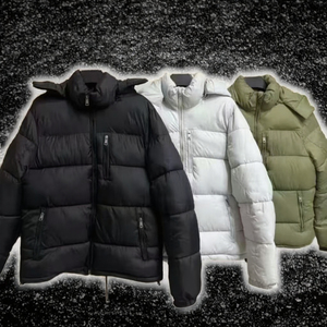 แจ็กเก็ตขนเป็ดขนาดใหญ่สำหรับผู้ชายกันน้ำและให้ความอบอุ่นพร้อมฮู้ดสไตล์ลำลองกันลมและซิปปิด - Product Image 3