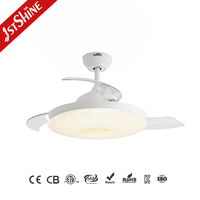 Ventilador de Techo Inteligente 1stshine Retráctil con Iluminación de 3 Colores, Bajo Consumo de Energía, Ahorro Energético, con Aspas Ocultas