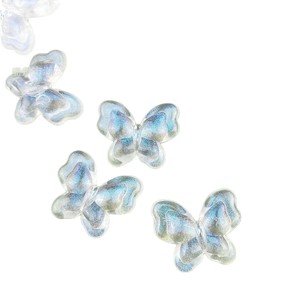 Perle acrylique scintillante en forme de papillon pour épingles à cheveux, porte-clés, accessoires vestimentaires, bijoux DIY faits à la main, transparente avec effet holographique bleu - Product Image 5