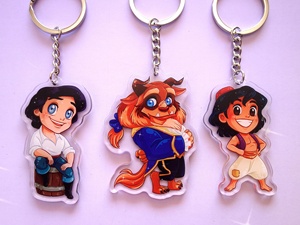 OEM ODM Présentoirs et Breloques en acrylique, thèmes Héros et Princes (Aladdin, Éric, Li Shang, la Bête, Naveen, Flynn Rider), Cadeaux mignons - Product Image 3