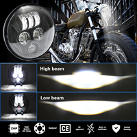 1 pièce Phare LED de moto 5,75 pouces, projecteur de moto, phare à très grand angle, lumière de conduite