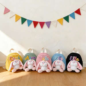 Uionen Custom Name Handmade Cartoon Rabbit Kids <b>Backpack</b> Mini Cute Toddler School Bag Easter Gift for Boys Girls - Product Image 3