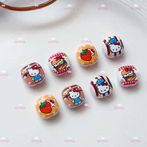 Dibujos animados lindo Kt pan al vapor cuentas pequeñas cuentas cuadradas encantos caja del teléfono basura cadena Diy bolsa colgante accesorios de joyería - Product Image 4