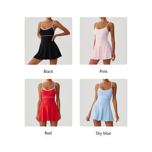 Zomerse sportjurken voor dames met ingebouwde bh, verstelbare bandjes, kleurenblokken, tennis- en golfjurk, aangepast logo, team voor training - Product Image 5