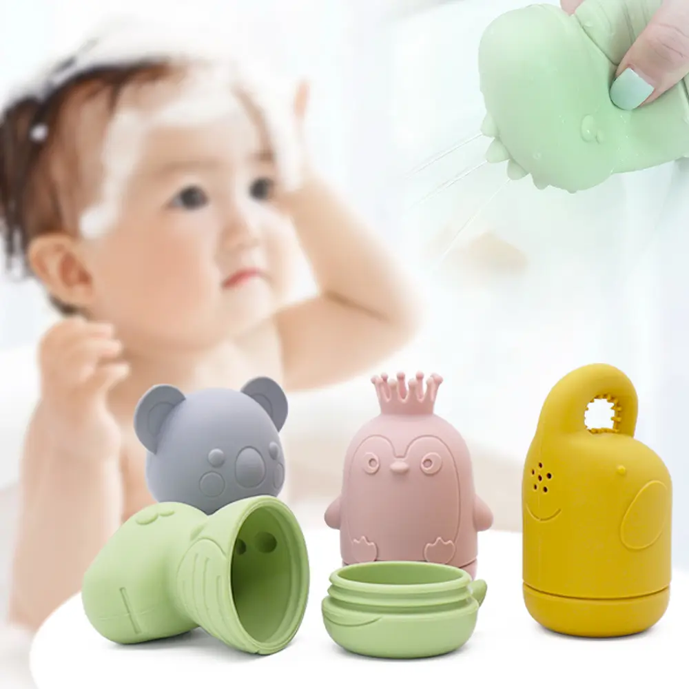 Custom Logo Silicone Bath Toys Animals Rubber Water Squirt Baby Toys for Toddler